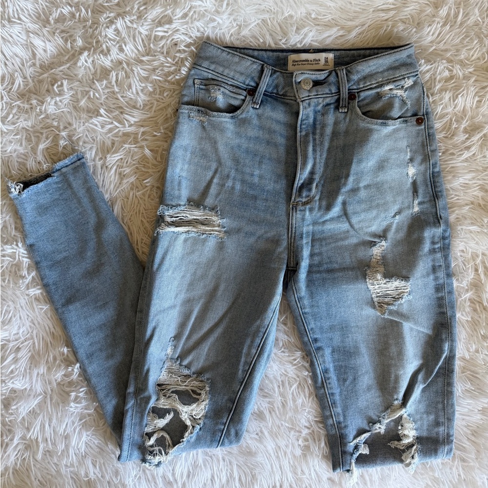 Abercrombie & Fitch Ripped Light Blue Skinny Jeans